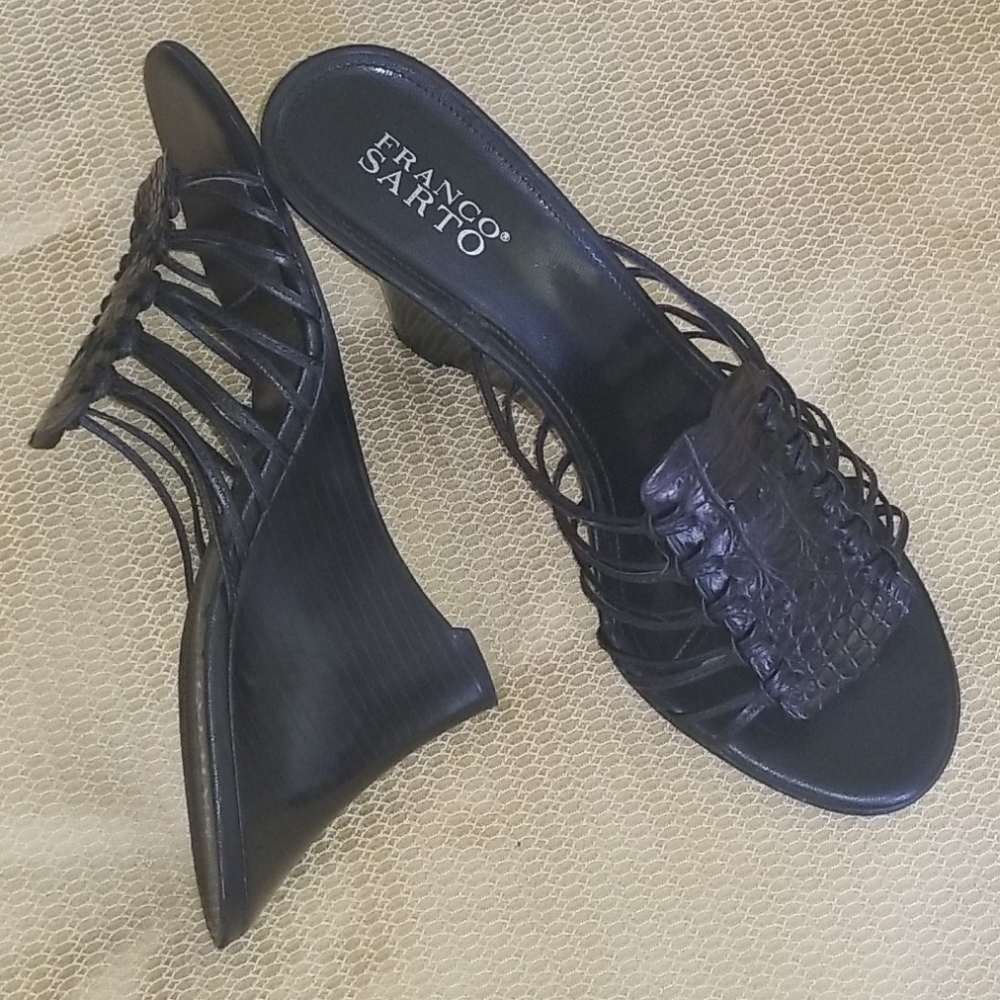 Franco Sarto Stacked Wedge Sandals